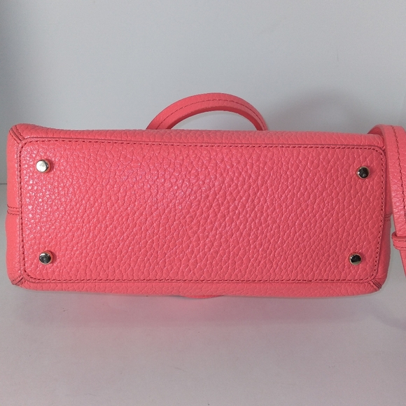 RARE Kate Spade Genuine Leather Pink & White Canvas Palm Tree Satchel Cr… - Picture 8 of 16